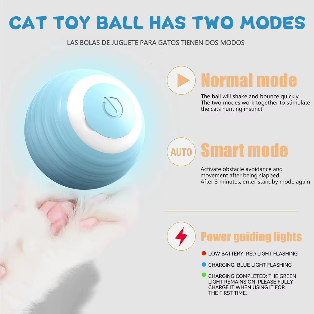 Smart Cat Toy Automatic Rolling Ball Cat Interactive Ball Usb Rechargeable Electric Moved Rotating Cat Toys Pet Accessories